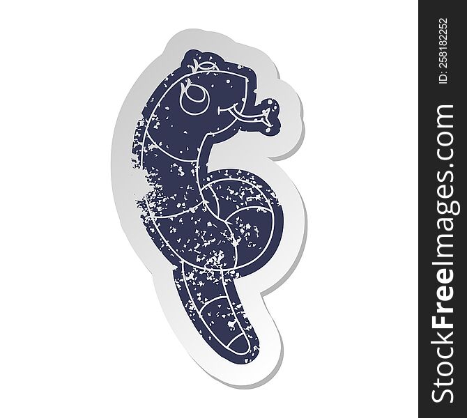 distressed old cartoon sticker kawaii of a cute snake. distressed old cartoon sticker kawaii of a cute snake