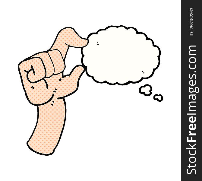 freehand drawn thought bubble cartoon hand making smallness gesture