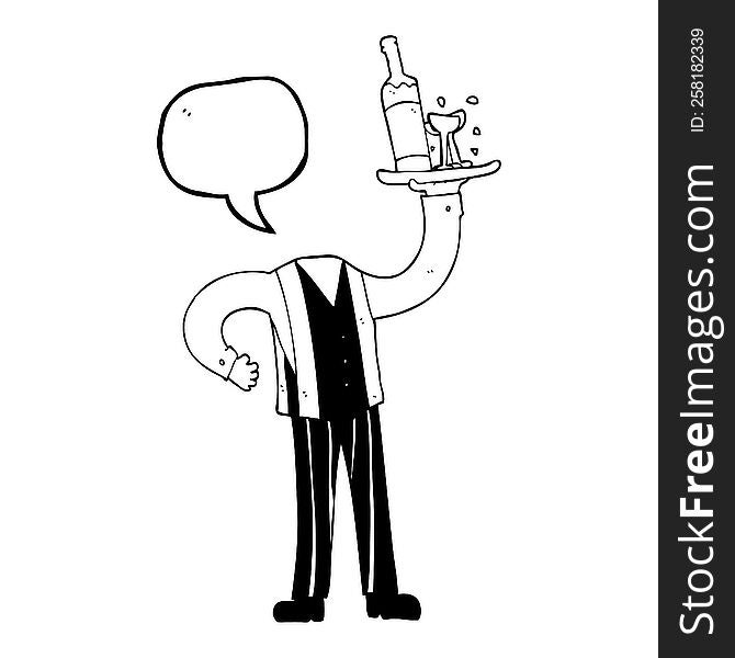 freehand drawn speech bubble cartoon headless waiter (add own photos