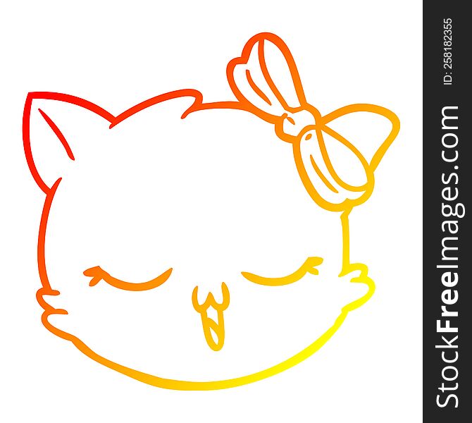 Warm Gradient Line Drawing Cartoon Cat Face