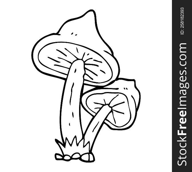 Black And White Cartoon Mushroom