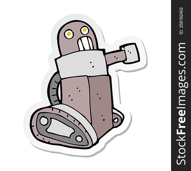 sticker of a cartoon tank robot