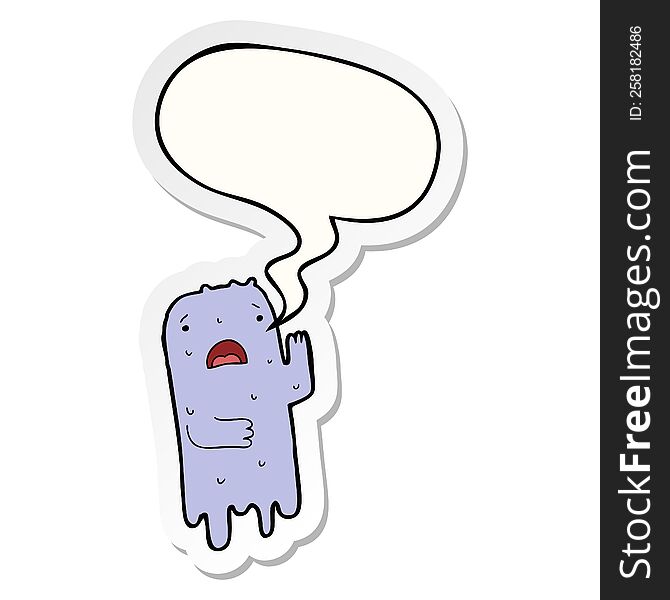 Cartoon Ghost And Speech Bubble Sticker