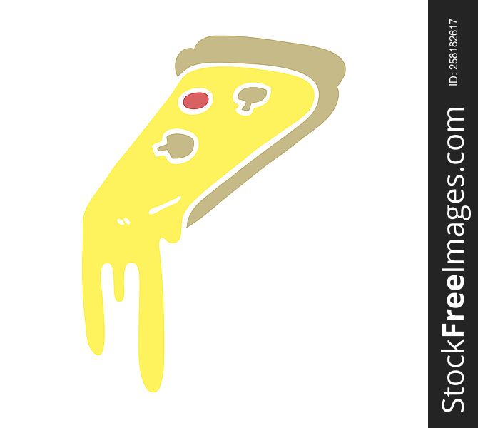 flat color illustration cartoon pizza slice