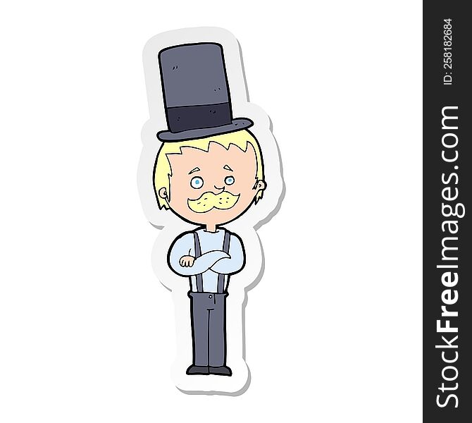 Sticker Of A Cartoon Man In Top Hat