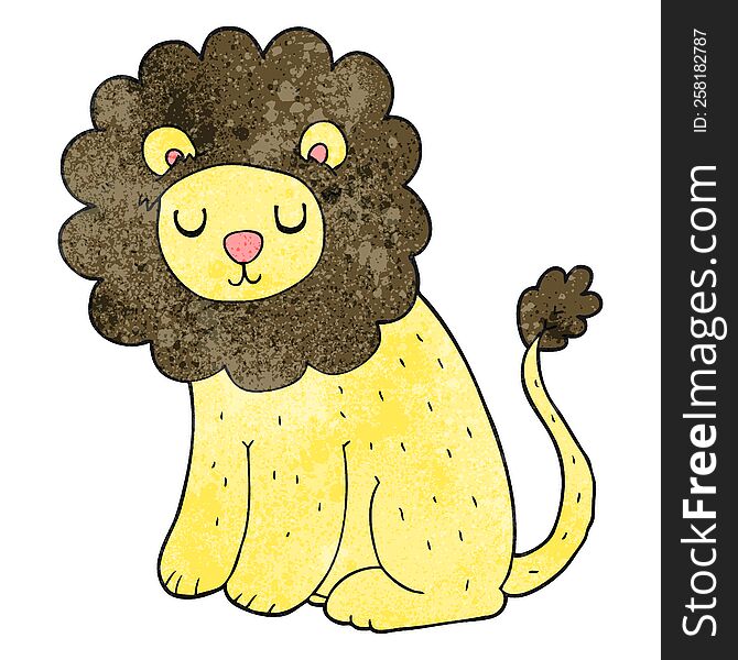 freehand textured cartoon cute lion