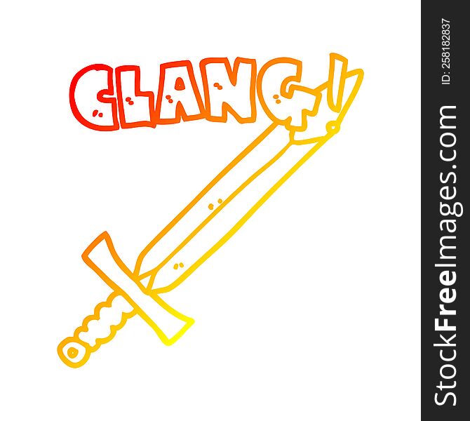 Warm Gradient Line Drawing Cartoon Clanging Sword