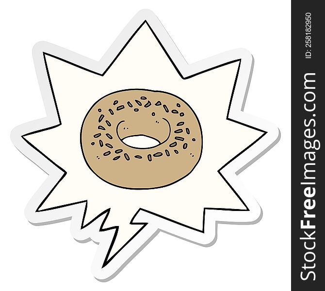Cartoon Donut And Speech Bubble Sticker