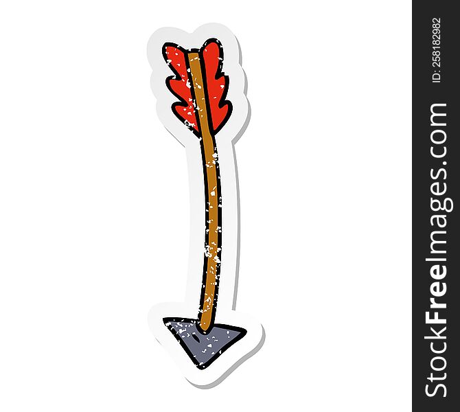 Distressed Sticker Cartoon Doodle Of An Arrow