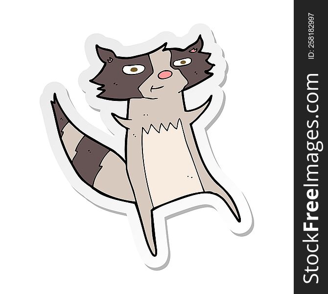 Sticker Of A Cartoon Raccoon