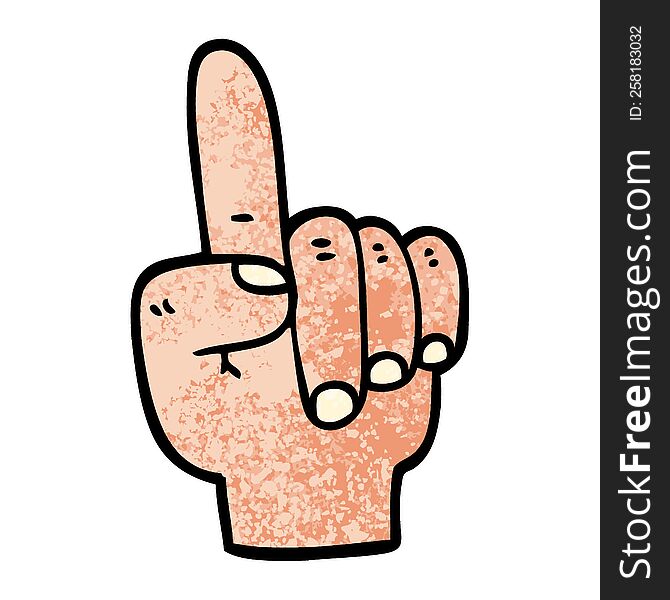Grunge Textured Illustration Cartoon Pointing Hand
