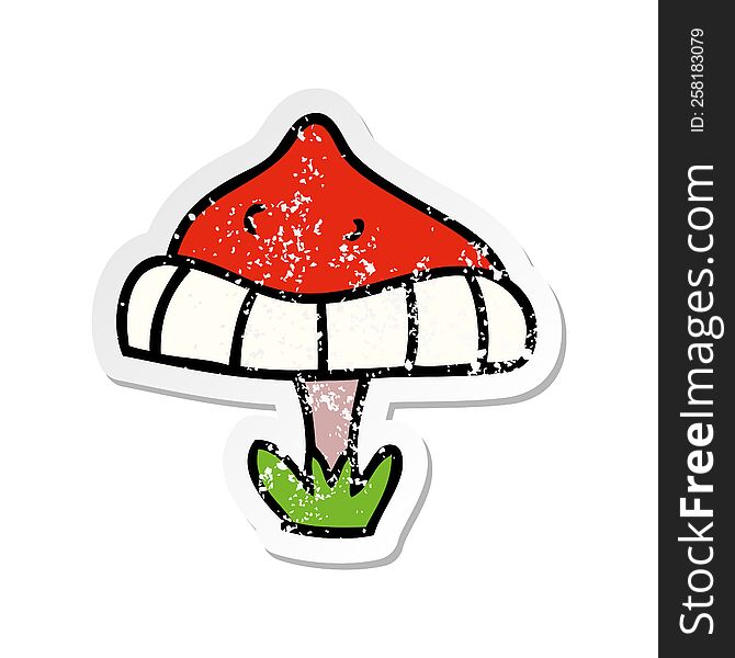 hand drawn distressed sticker cartoon doodle of a single toadstool