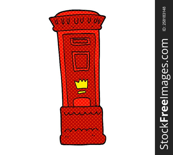 freehand drawn cartoon british post box