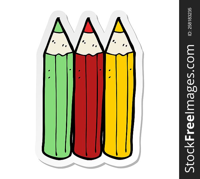 sticker of a cartoon coloring pencils