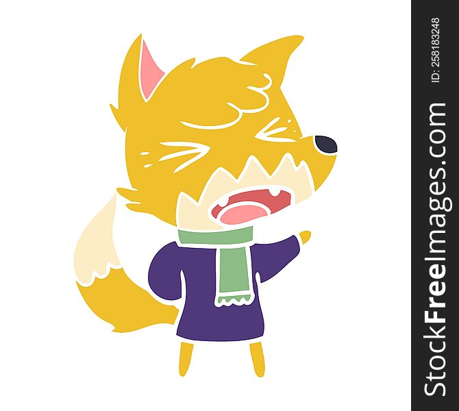 Angry Flat Color Style Cartoon Fox