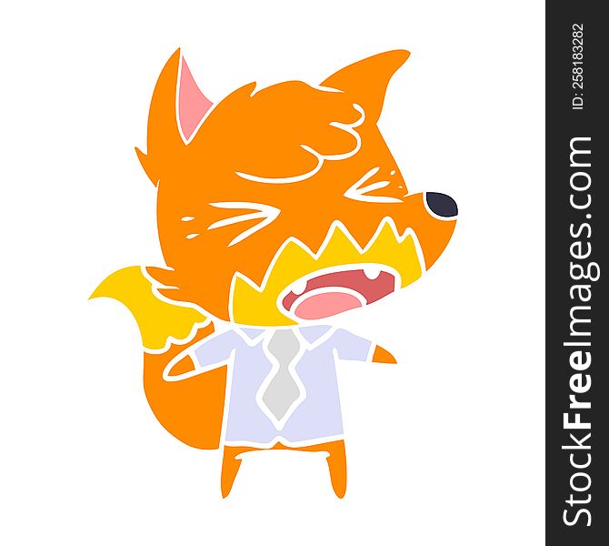 angry flat color style cartoon fox boss