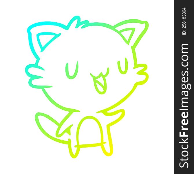 Cold Gradient Line Drawing Happy Cat