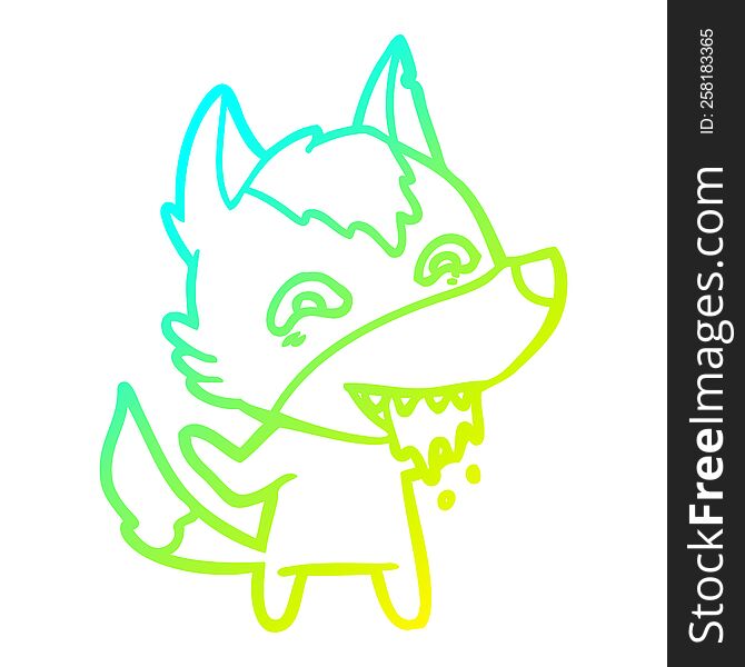 Cold Gradient Line Drawing Cartoon Hungry Wolf