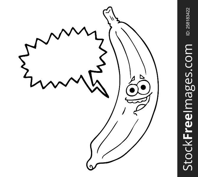 freehand drawn speech bubble cartoon banana