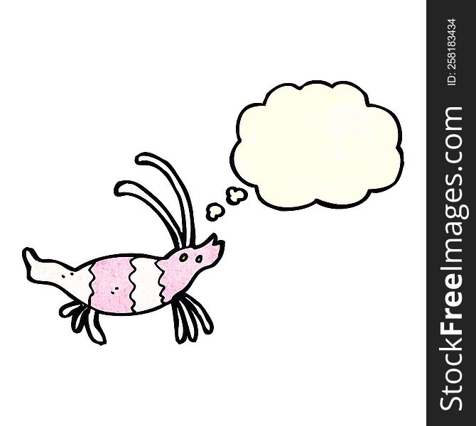 Cartoon Shrimp With Thought Bubble