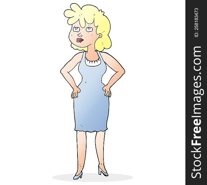 freehand drawn cartoon annoyed woman