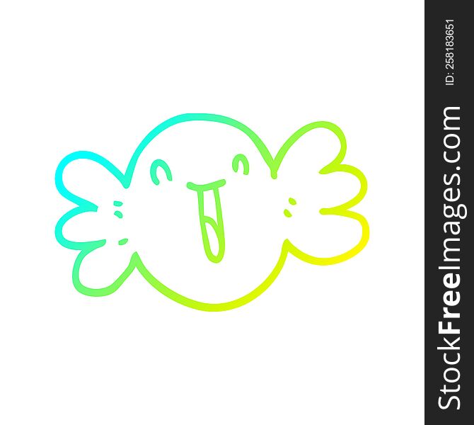 cold gradient line drawing of a cartoon happy candy