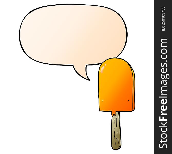 cartoon lollipop and speech bubble in smooth gradient style