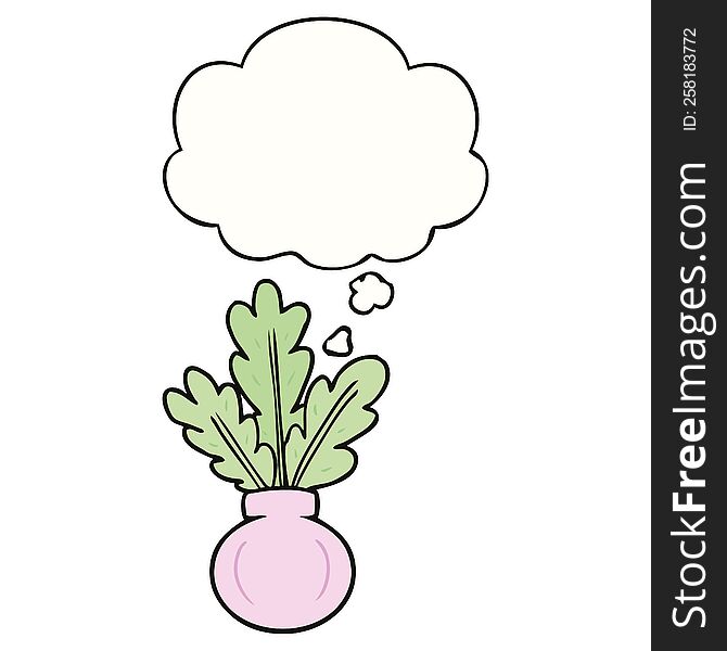 plant in vase with thought bubble. plant in vase with thought bubble
