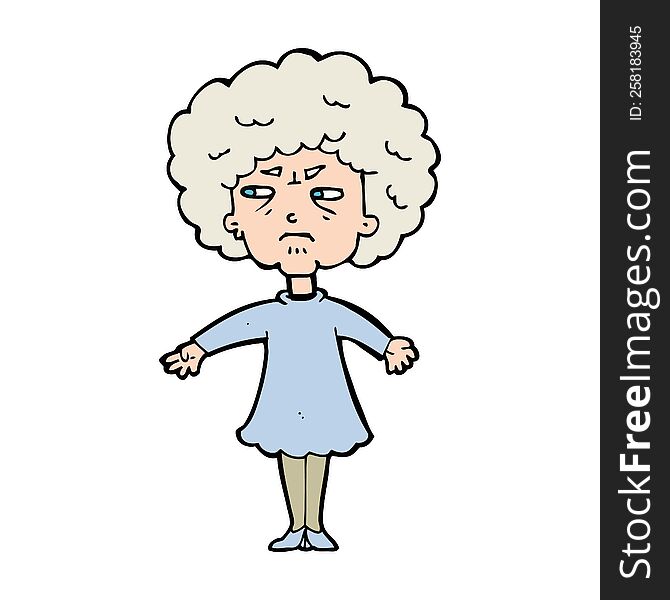 Cartoon Bitter Old Woman
