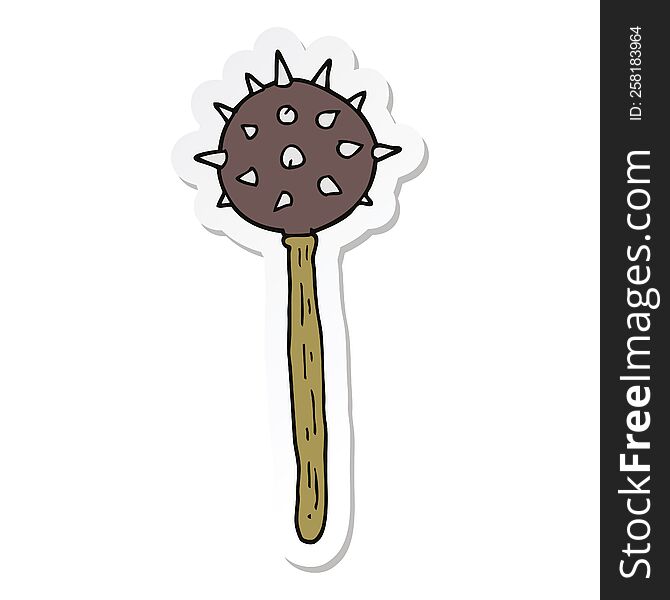 Sticker Of A Cartoon Medieval Mace