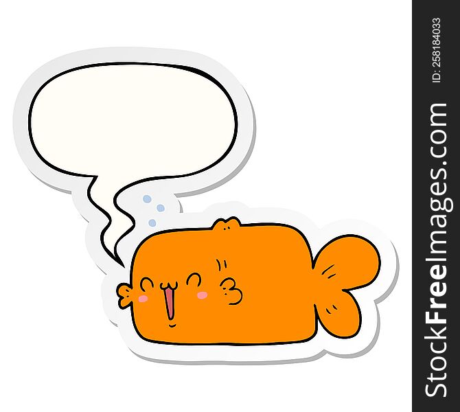 cartoon fish with speech bubble sticker. cartoon fish with speech bubble sticker