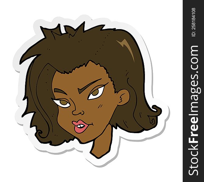 Sticker Of A Cartoon Female Face