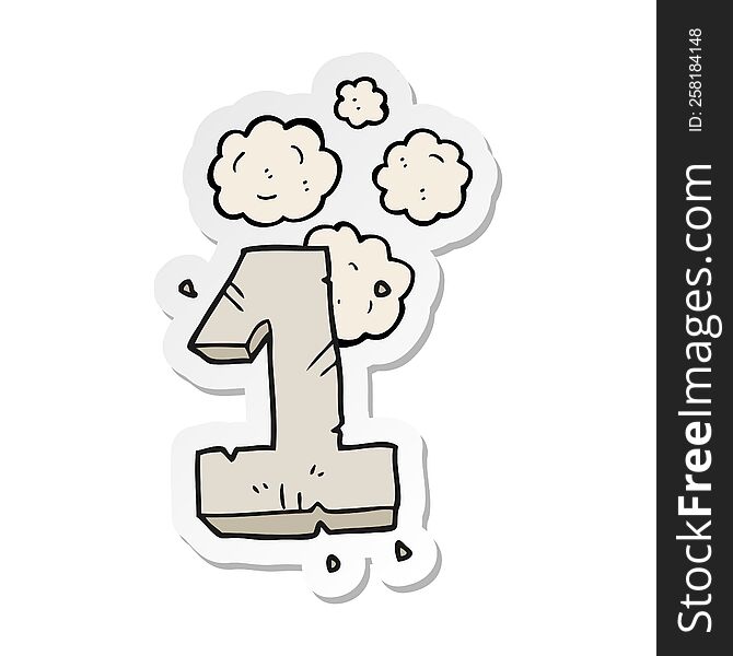 Sticker Of A Cartoon Stone Number One