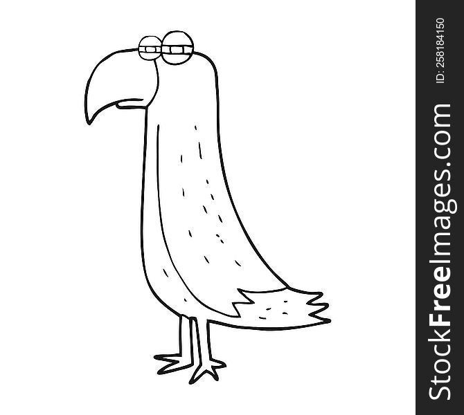 black and white cartoon parrot