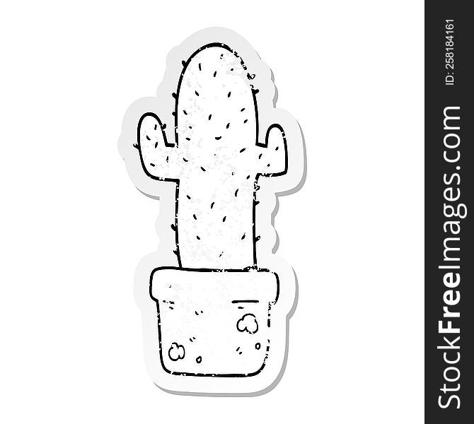 distressed sticker of a cartoon cactus