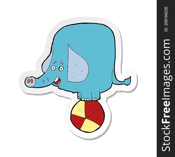 Sticker Of A Cartoon Circus Elephant