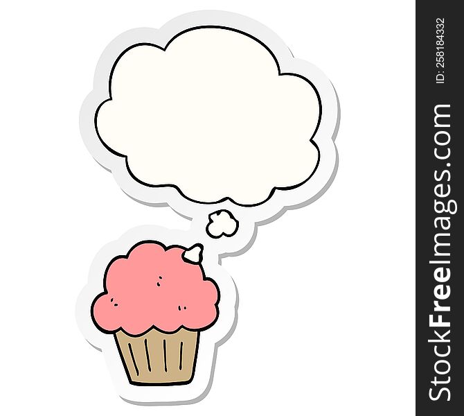 cartoon  muffin with thought bubble as a printed sticker