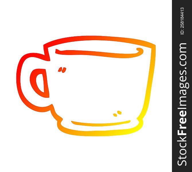 warm gradient line drawing of a cartoon tea cup