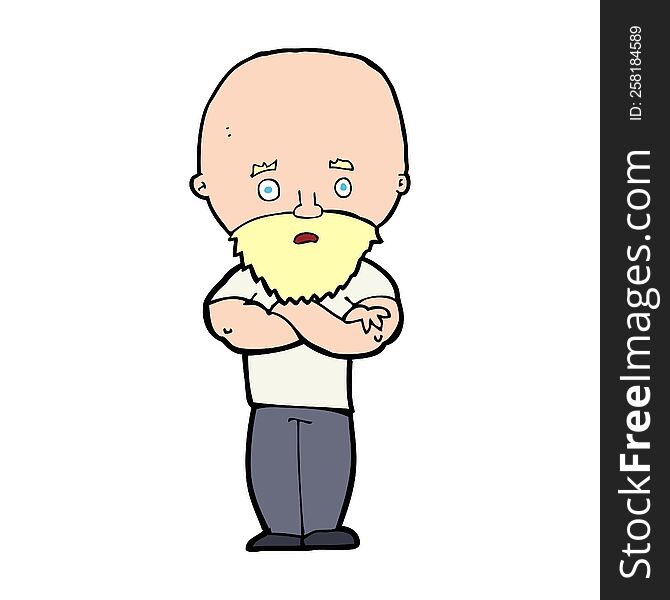 Cartoon Shocked Bald Man With Beard