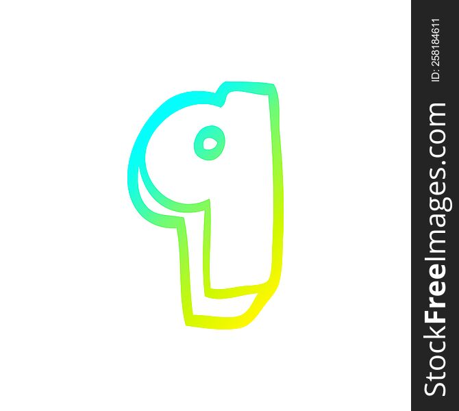 cold gradient line drawing of a cartoon number nine