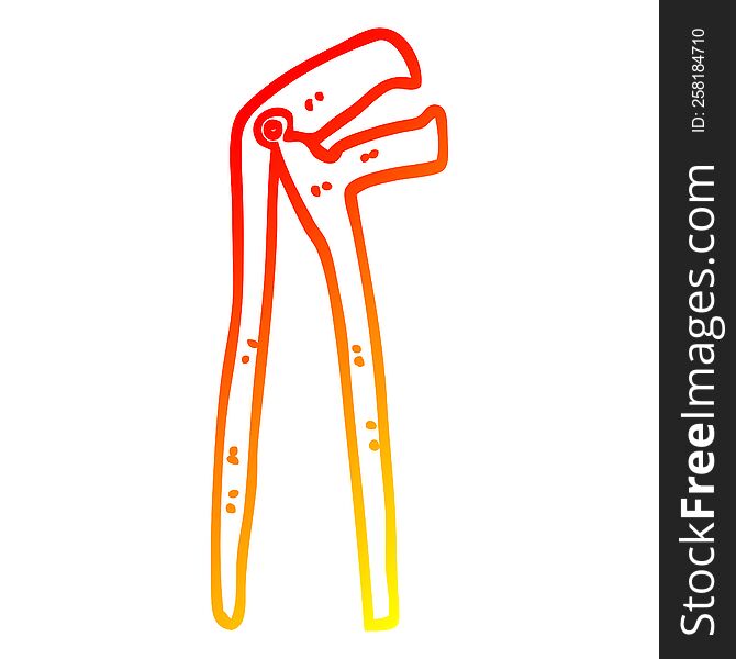 warm gradient line drawing of a cartoon plumbers wrench