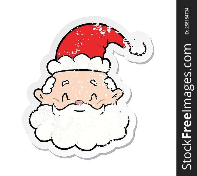 Distressed Sticker Of A Cartoon Santa Claus