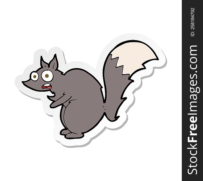 sticker of a funny startled squirrel cartoon