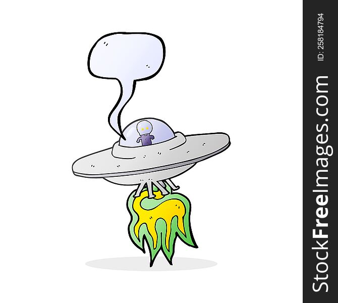 freehand drawn speech bubble cartoon alien flying saucer