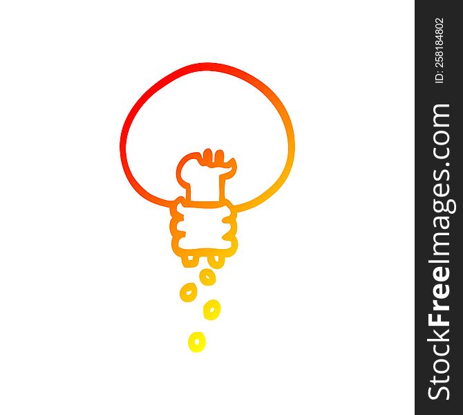 warm gradient line drawing cartoon shining light bulb