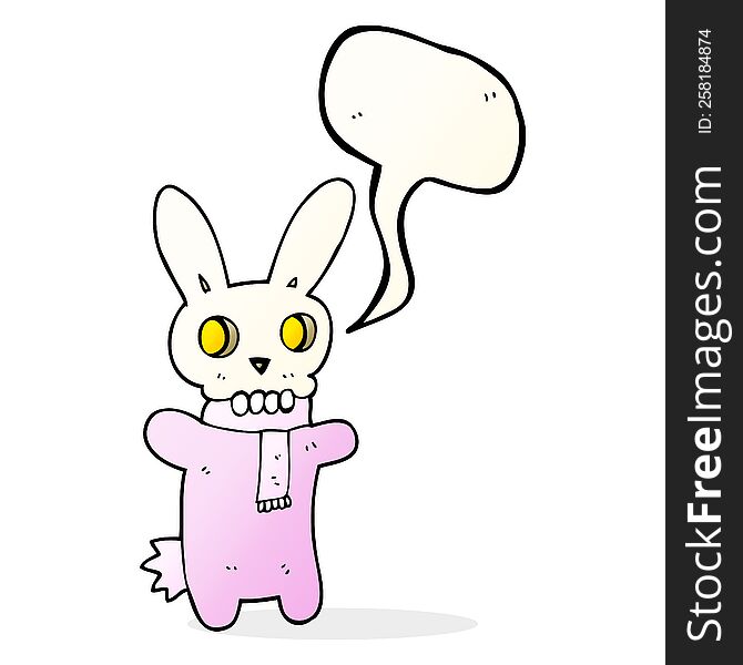 freehand drawn speech bubble cartoon spooky skull rabbit