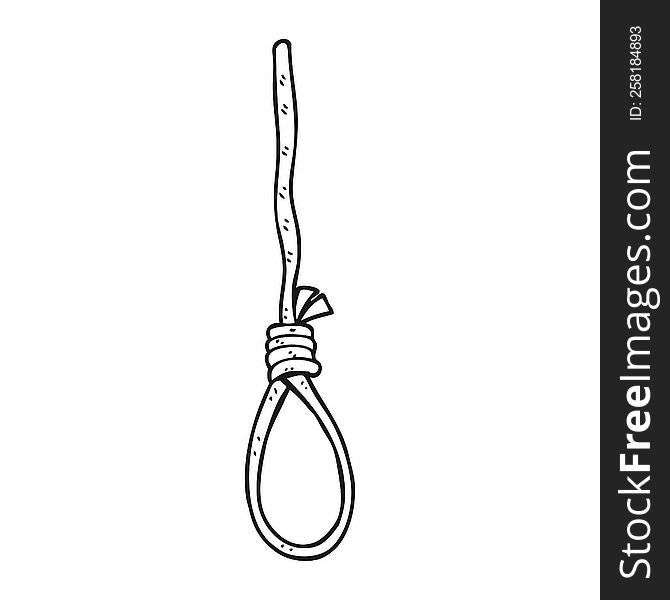 freehand drawn black and white cartoon hangman\'s noose. freehand drawn black and white cartoon hangman\'s noose