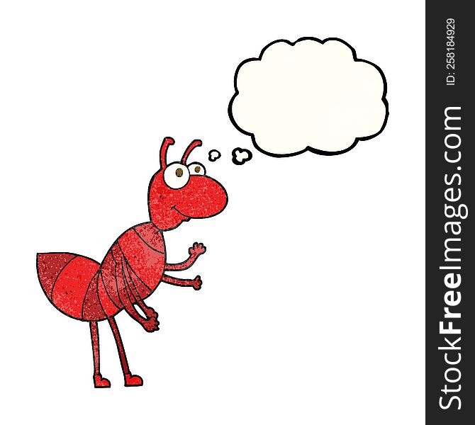 freehand drawn thought bubble textured cartoon ant