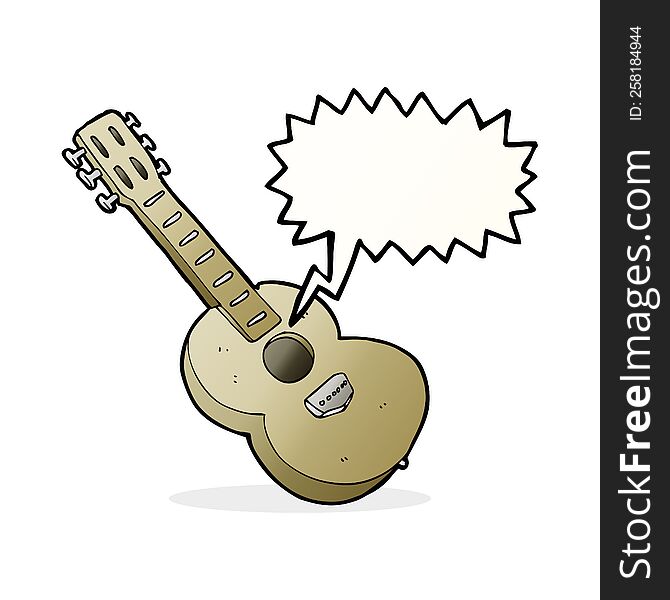 cartoon guitar with thought bubble