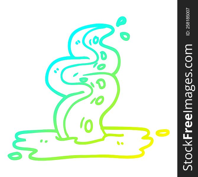 cold gradient line drawing of a cartoon spooky tentacle